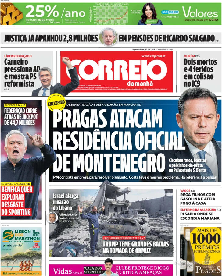 Capa Correio da Manh� - 2026-03-30