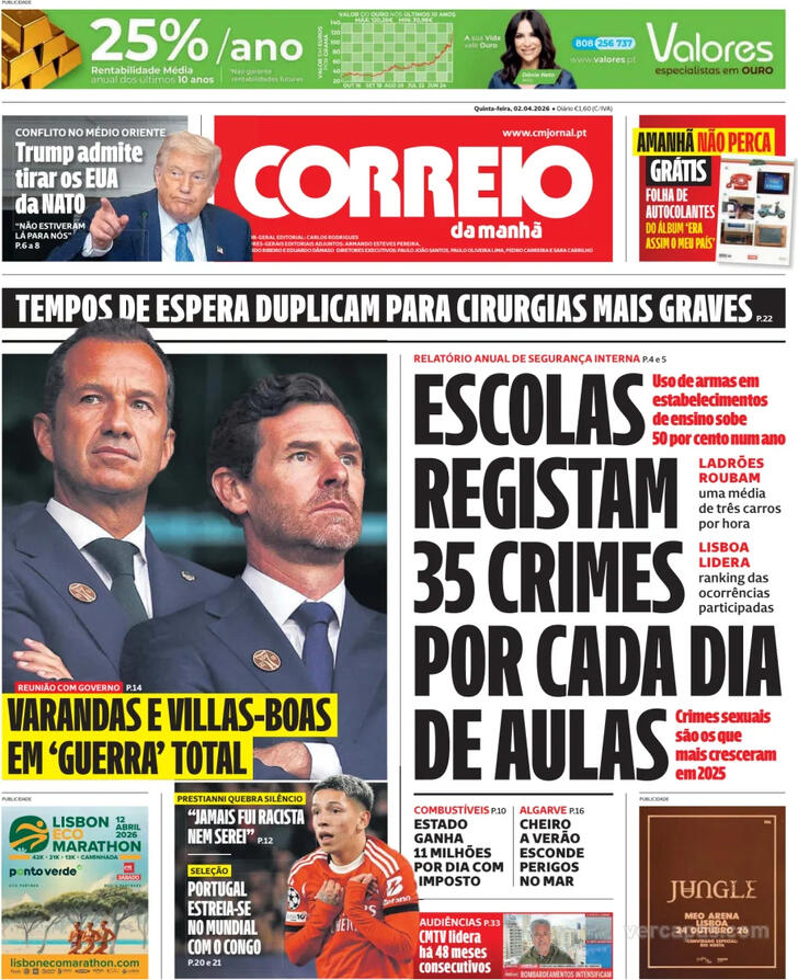 Capa Correio da Manh� - 2026-04-02