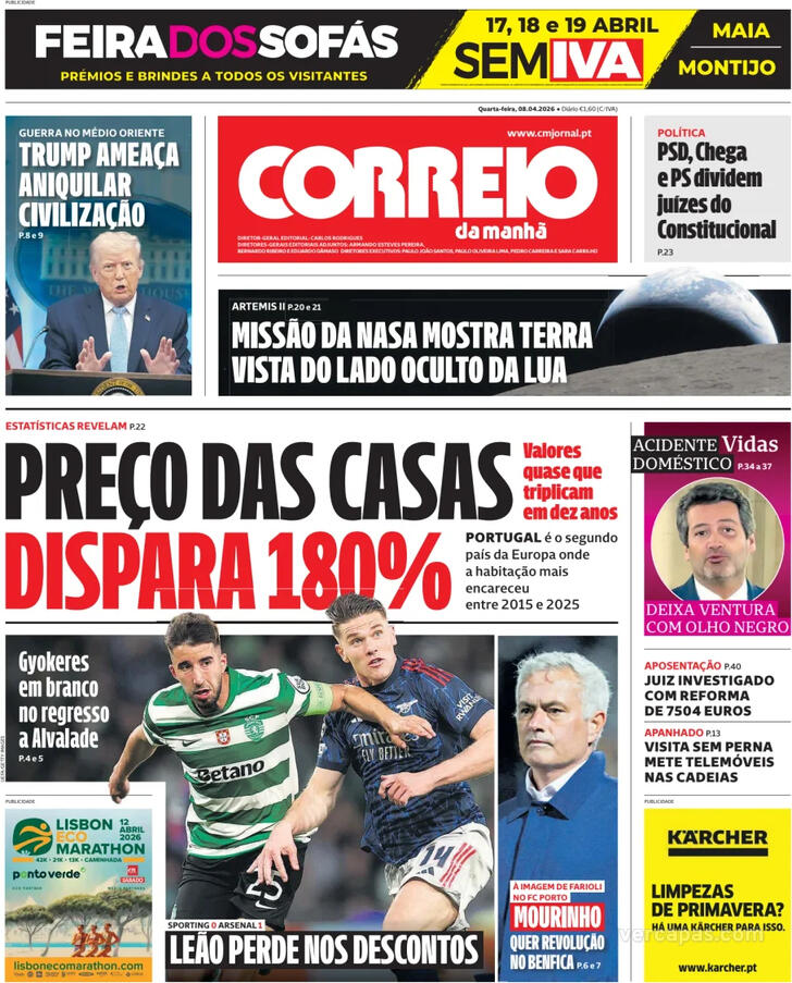 Capa Correio da Manh� - 2026-04-08