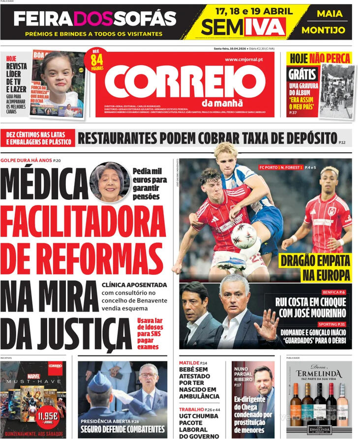 Capa Correio da Manh� - 2026-04-10