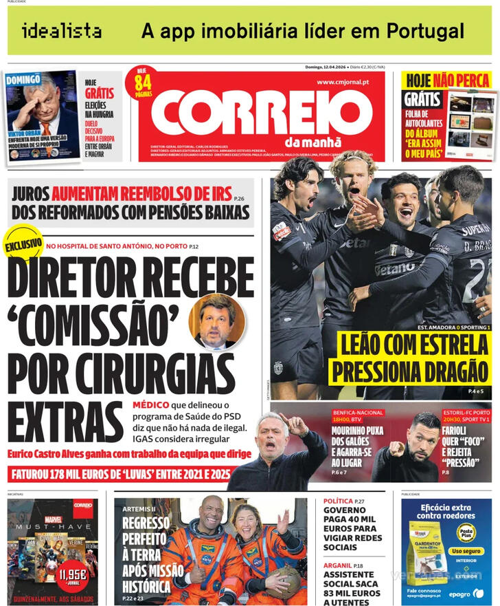 Capa Correio da Manh� - 2026-04-12