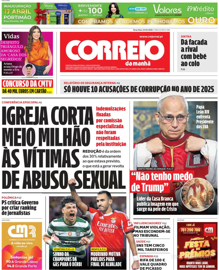 Capa Correio da Manh� - 2026-04-14