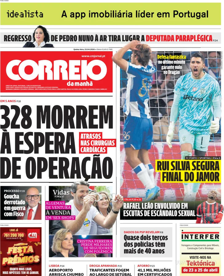 Capa Correio da Manh� - 2026-04-23