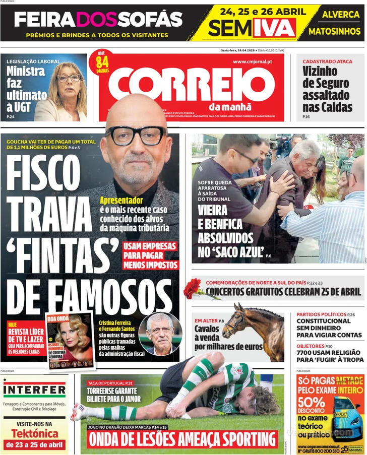 Capa Correio da Manh� - 2026-04-24