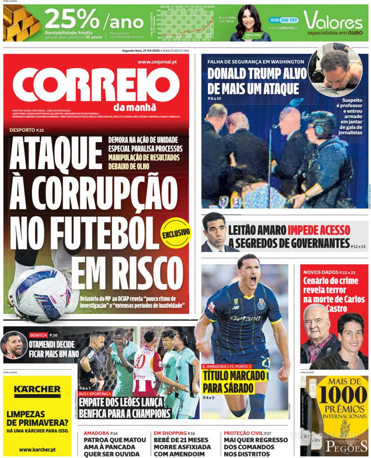 Capa Correio da Manh� - 2026-04-27