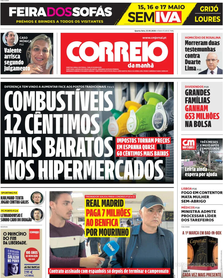 Capa Correio da Manh� - 2026-05-13