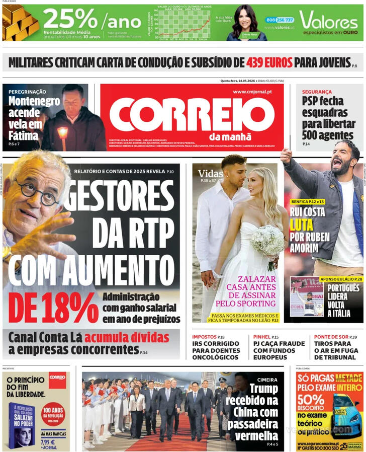 Capa Correio da Manh� - 2026-05-14