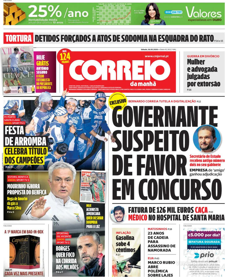 Capa Correio da Manh� - 2026-05-16