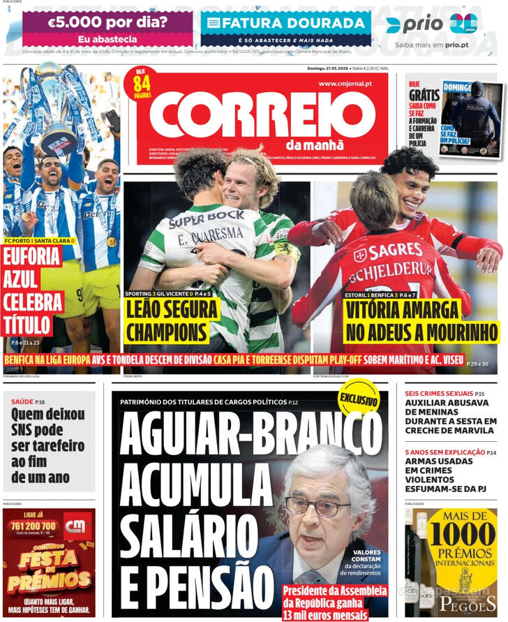 Capa Correio da Manh� - 2026-05-17