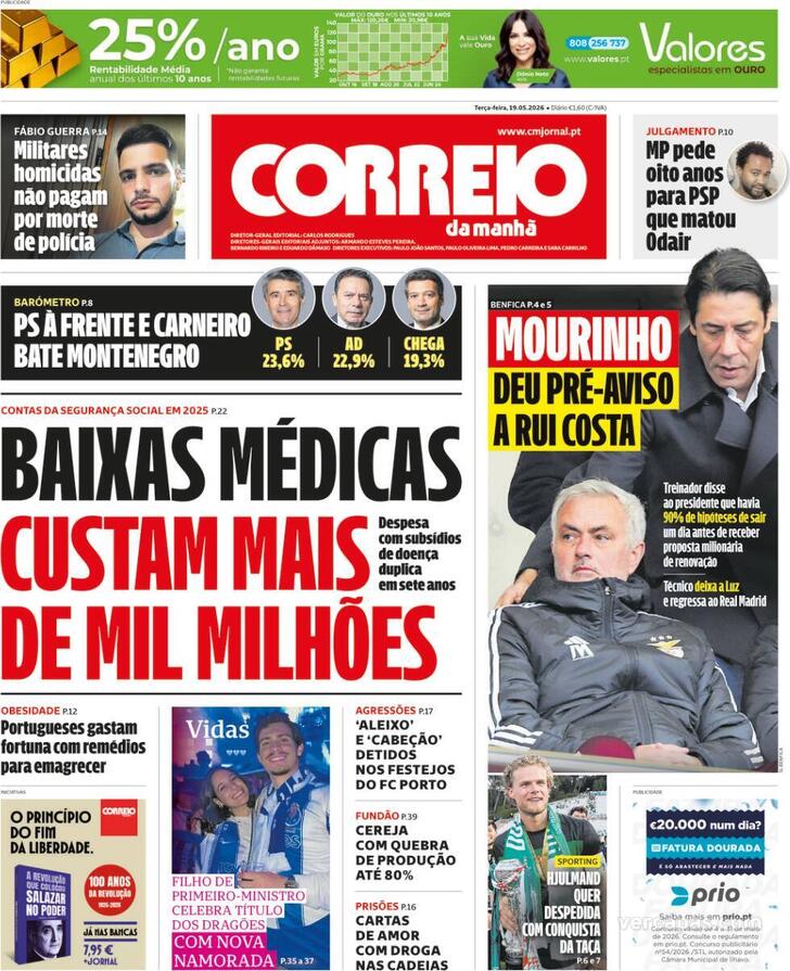 Capa Correio da Manh� - 2026-05-19