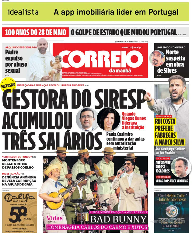 Capa Correio da Manh� - 2026-05-28