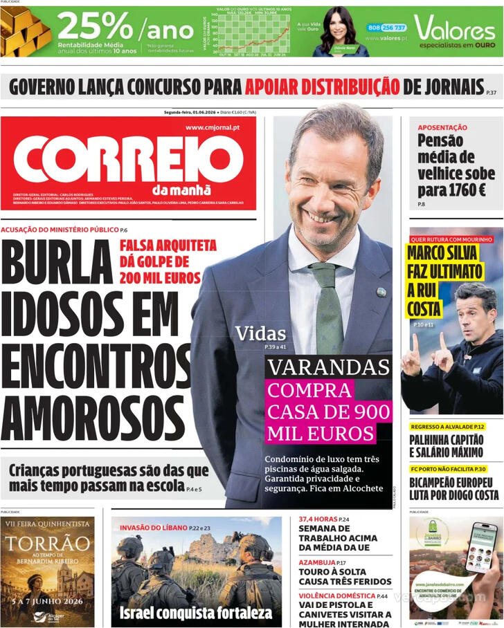 Capa Correio da Manh� - 2026-06-01