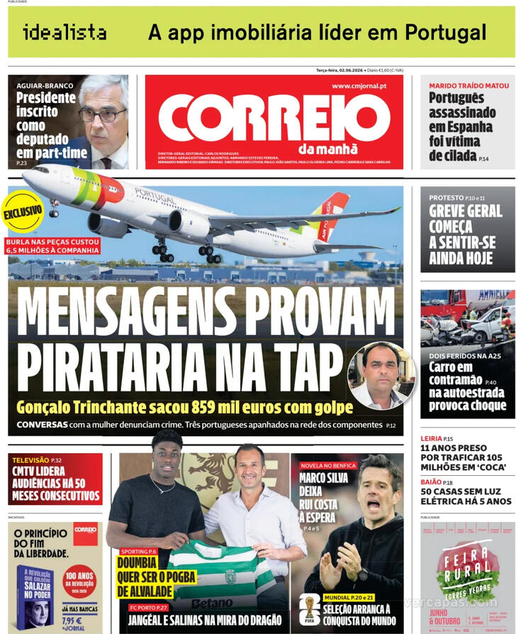 Capa Correio da Manh� - 2026-06-02