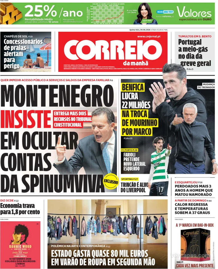 Capa Correio da Manh� - 2026-06-04