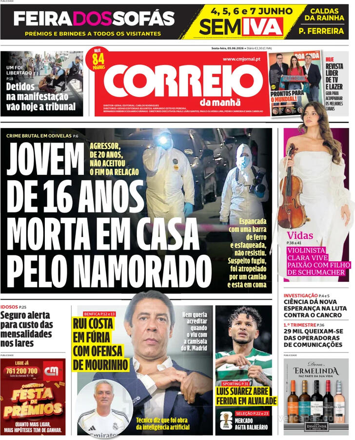 Capa Correio da Manh� - 2026-06-05