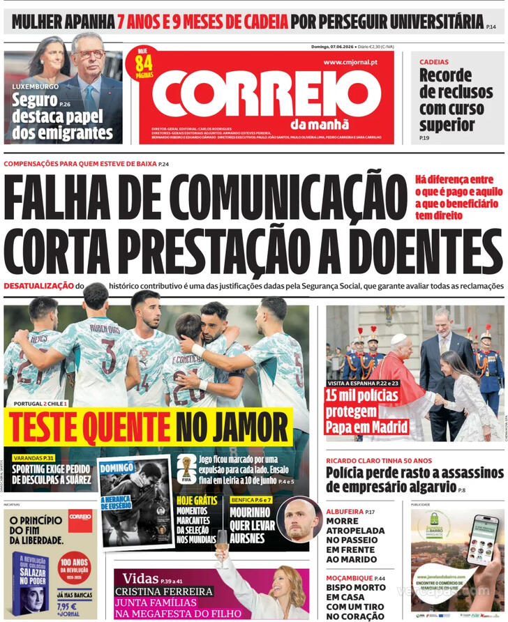 Capa Correio da Manh� - 2026-06-07