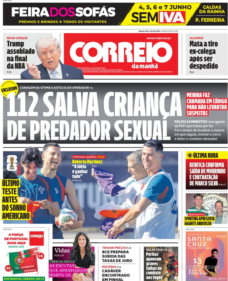 Capa Correio da Manh� - 2026-06-10