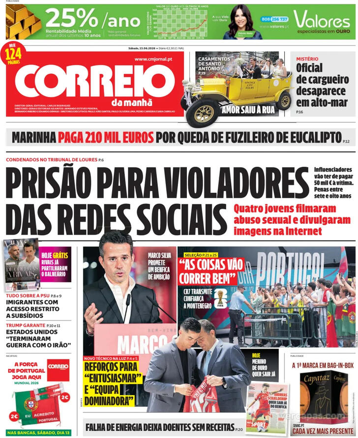 Capa Correio da Manh� - 2026-06-13