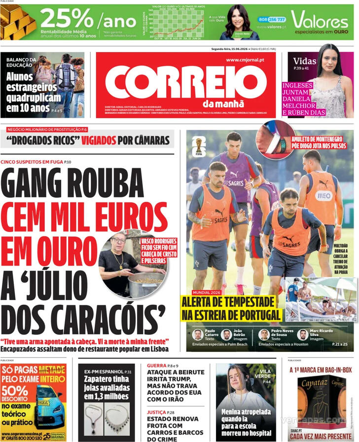 Capa Correio da Manh� - 2026-06-15