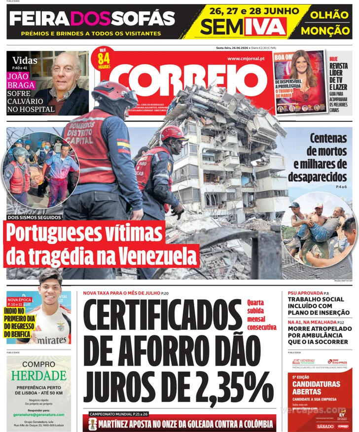 Capa Correio da Manh� - 2026-06-26