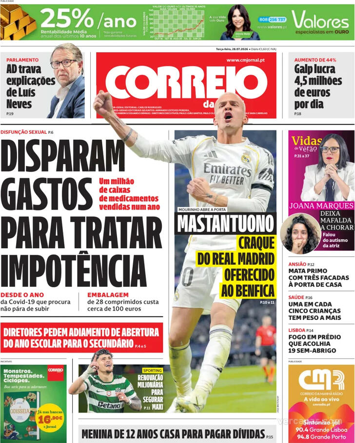 Capa do jornal Correio da Manhã