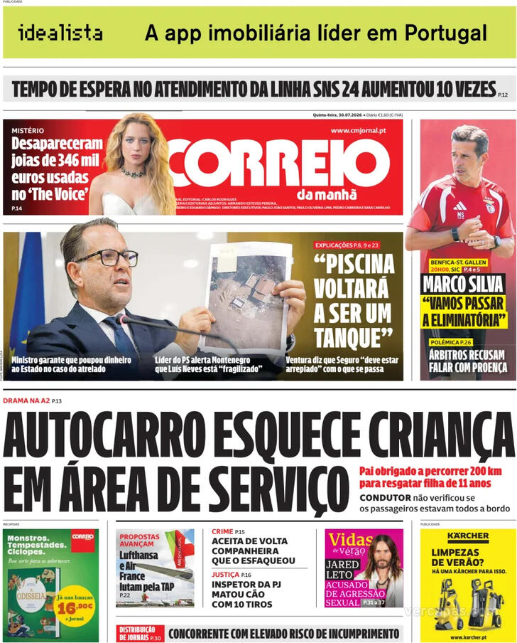 Capa do jornal Correio da Manhã