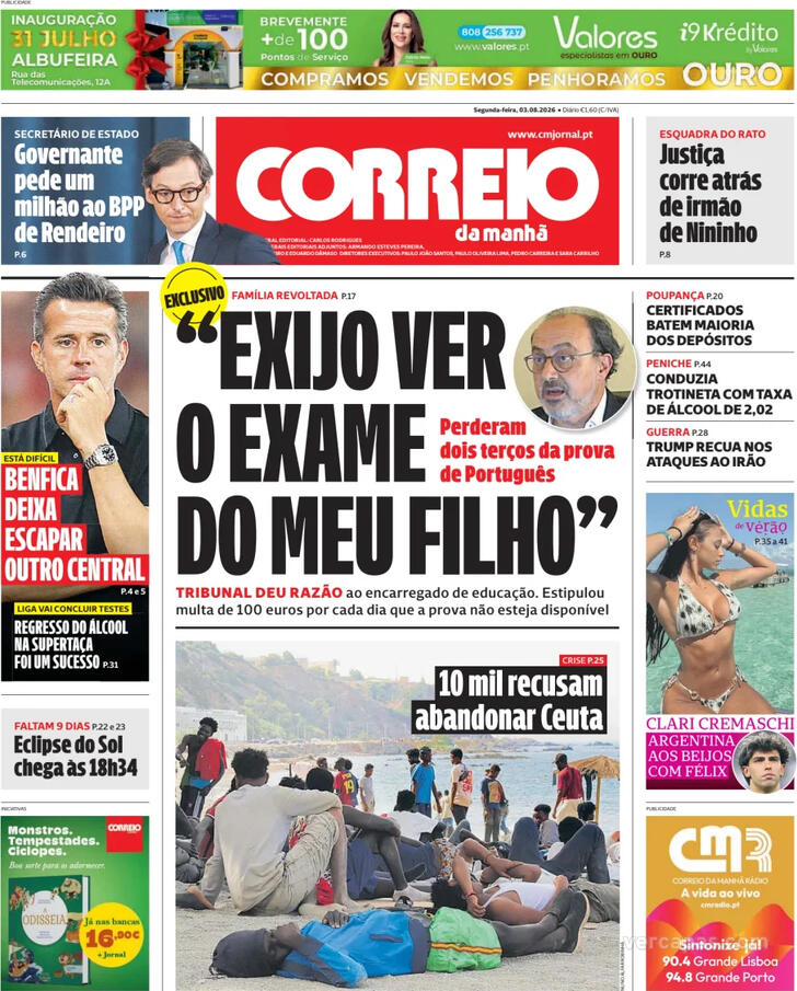 Capa do jornal Correio da Manhã