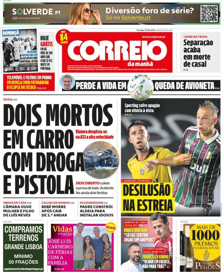 Capa Correio da Manh� - 2026-08-09