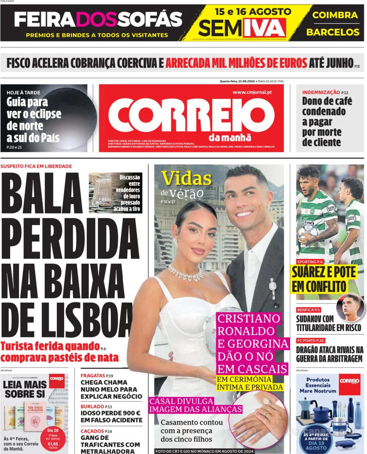 Capa Correio da Manh� - 2026-08-12