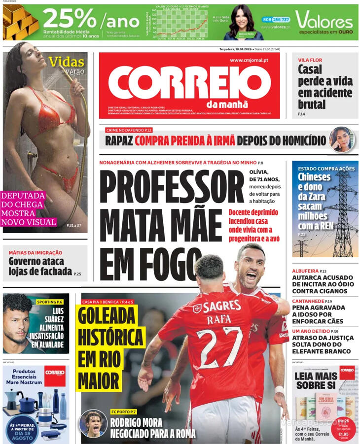 Capa Correio da Manh� - 2026-08-18