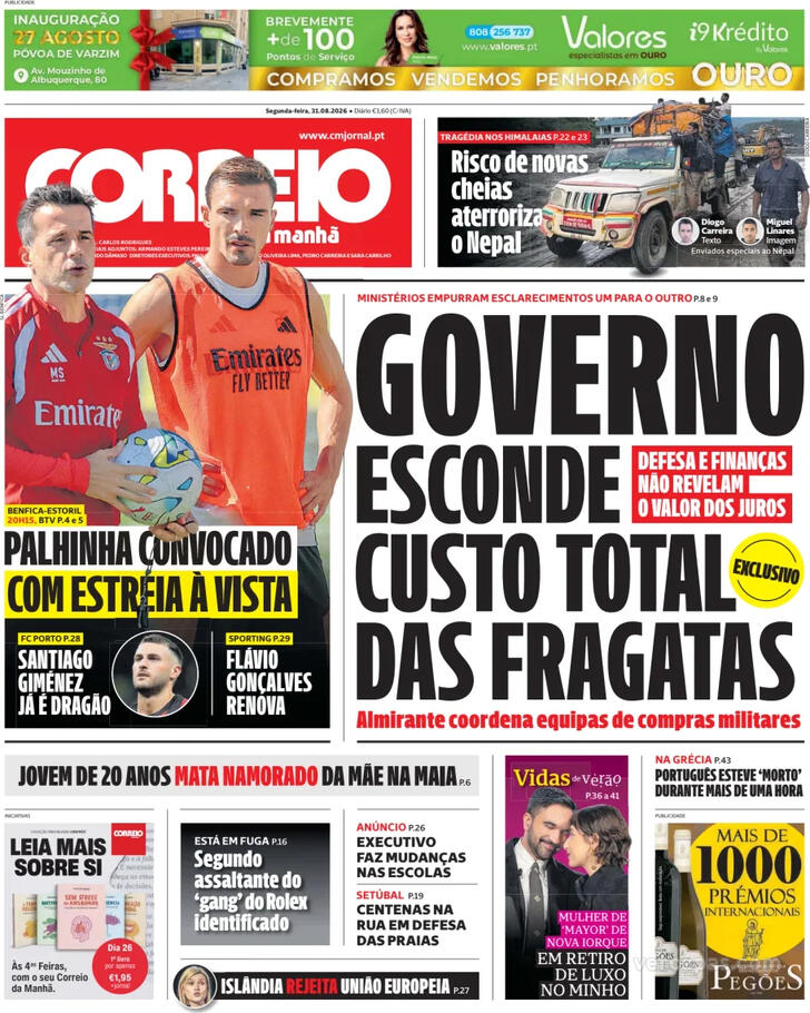 Capa do jornal Correio da Manhã