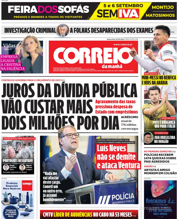 Capa do jornal Correio da Manhã