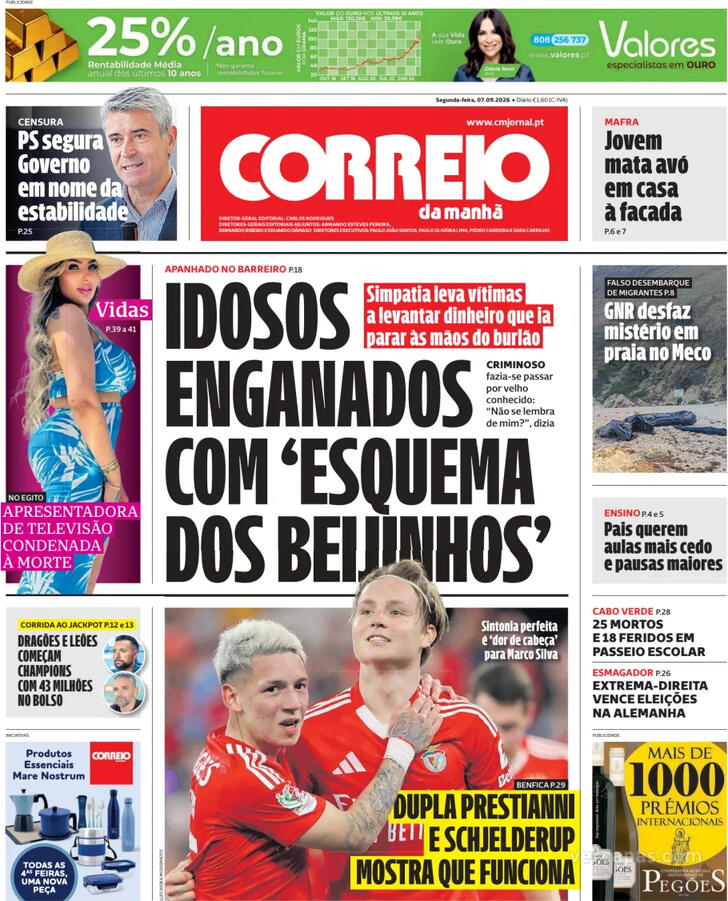 Capa do jornal Correio da Manhã
