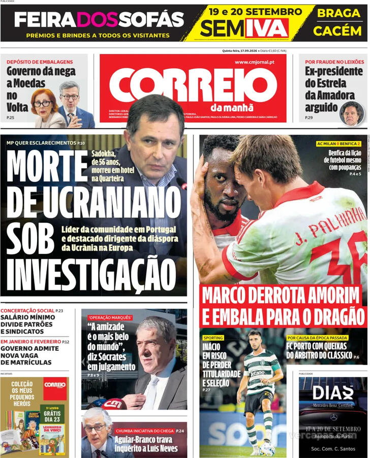 Capa do jornal Correio da Manhã