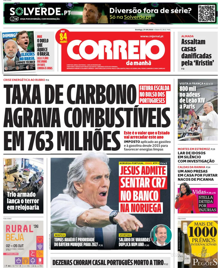 Capa Correio da Manh� - 2026-09-27