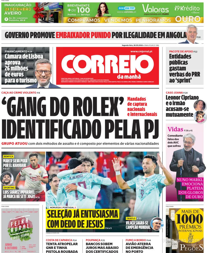 Capa do jornal Correio da Manhã