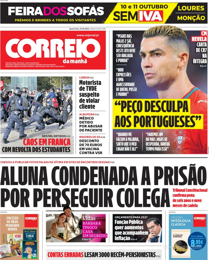 Capa do jornal Correio da Manhã