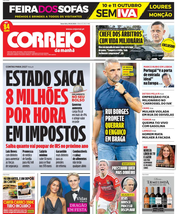 Capa do jornal Correio da Manhã