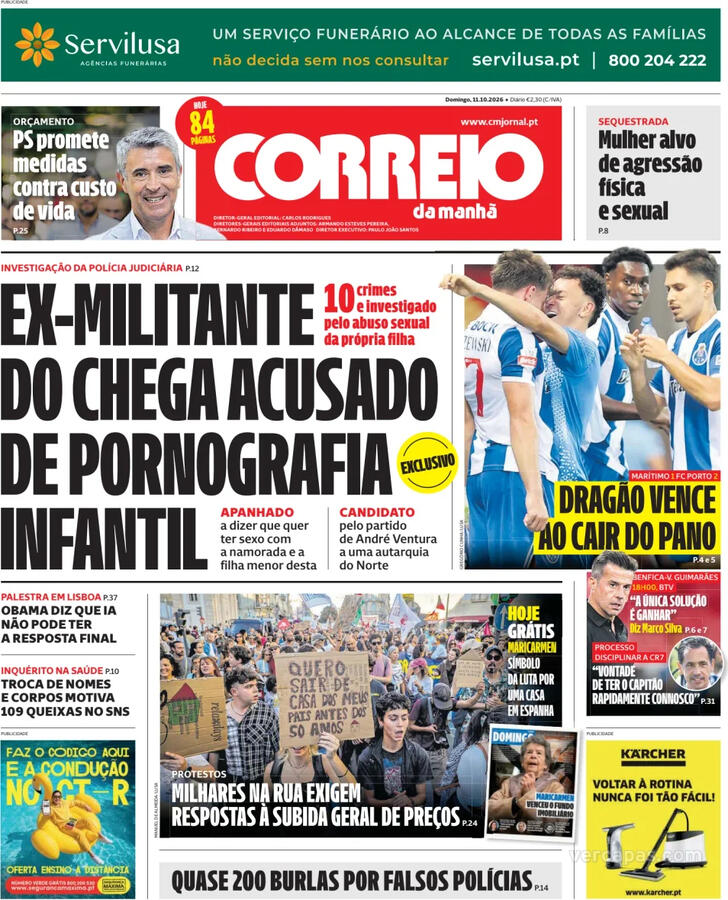 Capa Correio da Manh� - 2026-10-11