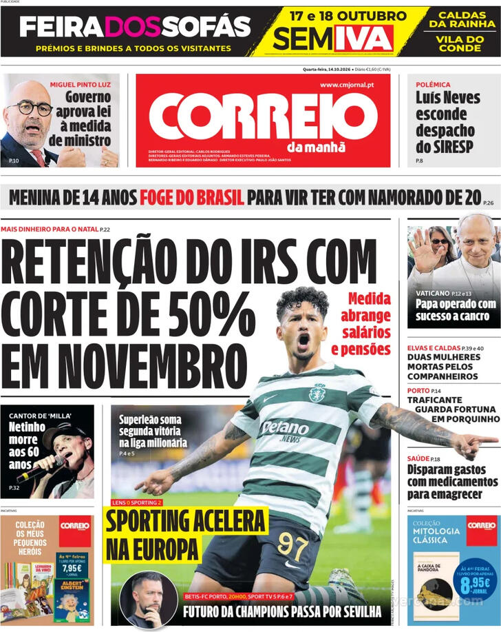 Capa do jornal Correio da Manhã