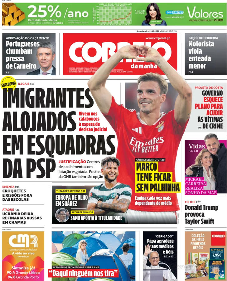 Capa Correio da Manh� - 2026-10-19