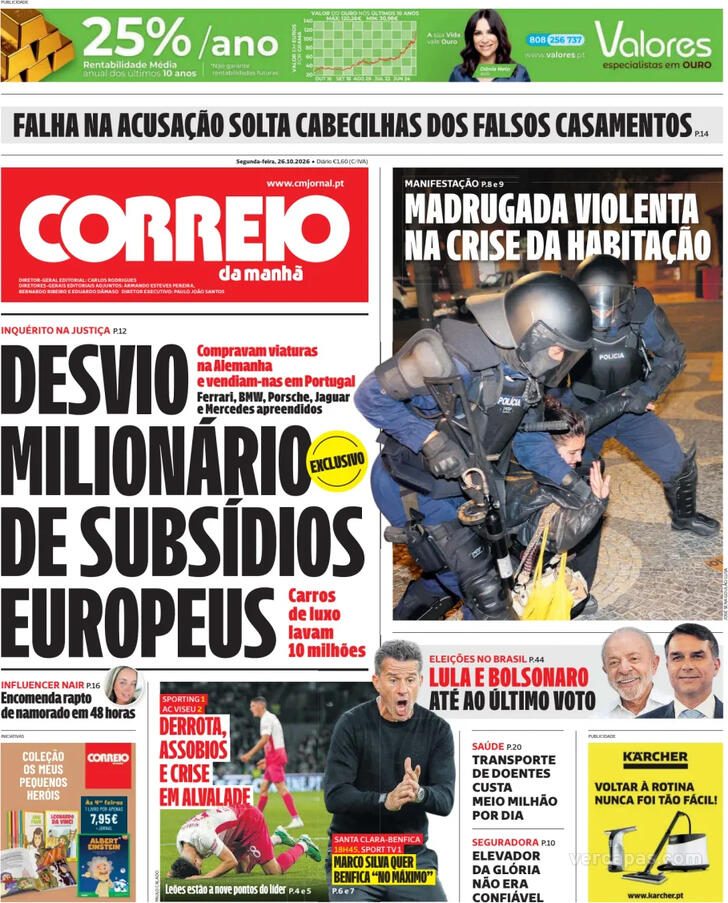 Capa do jornal Correio da Manhã