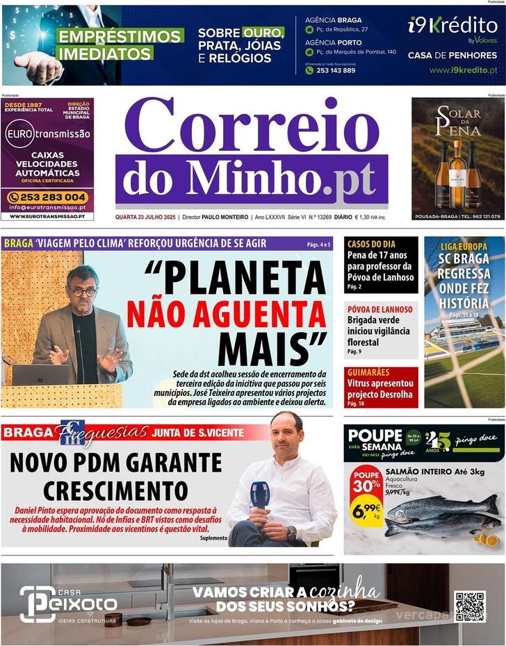 Capa Correio do Minho - 2025-07-23