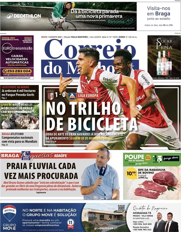 Capa Correio do Minho - 2025-08-01