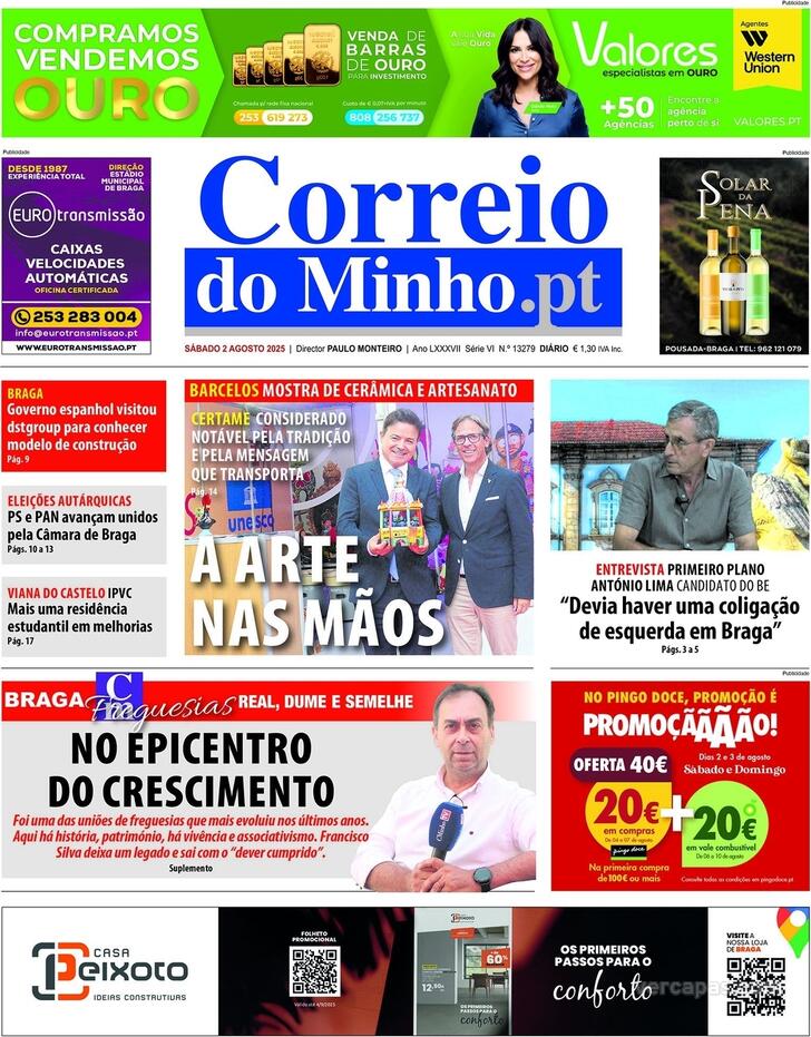 Capa Correio do Minho - 2025-08-02