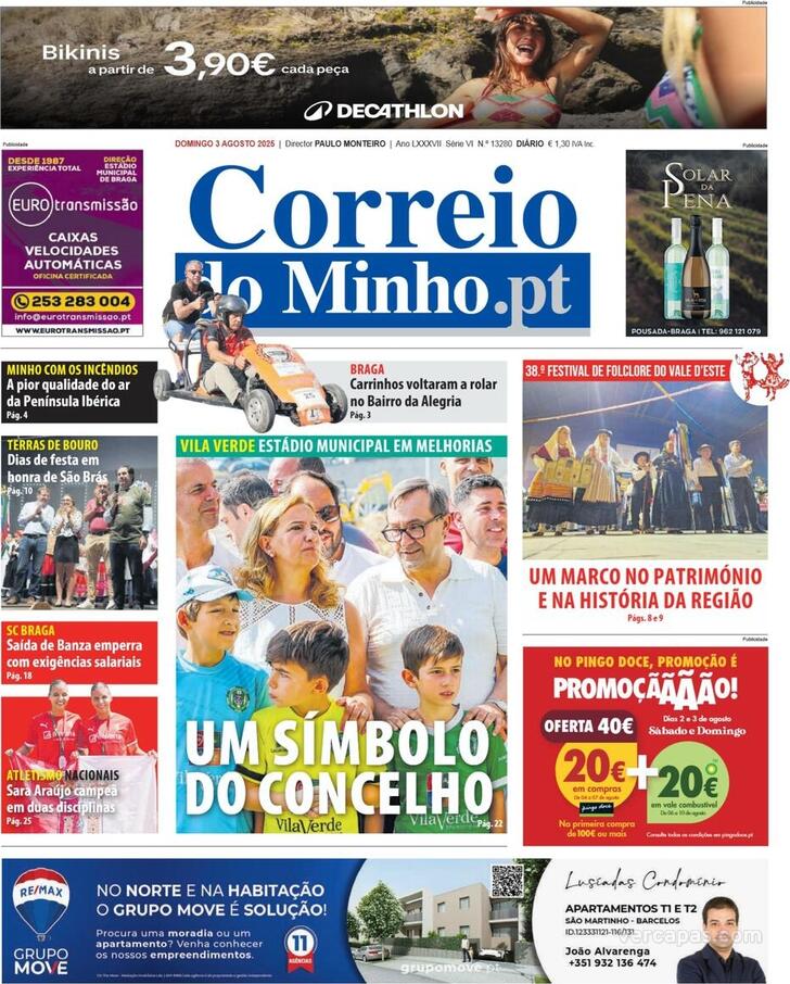 Capa Correio do Minho - 2025-08-03