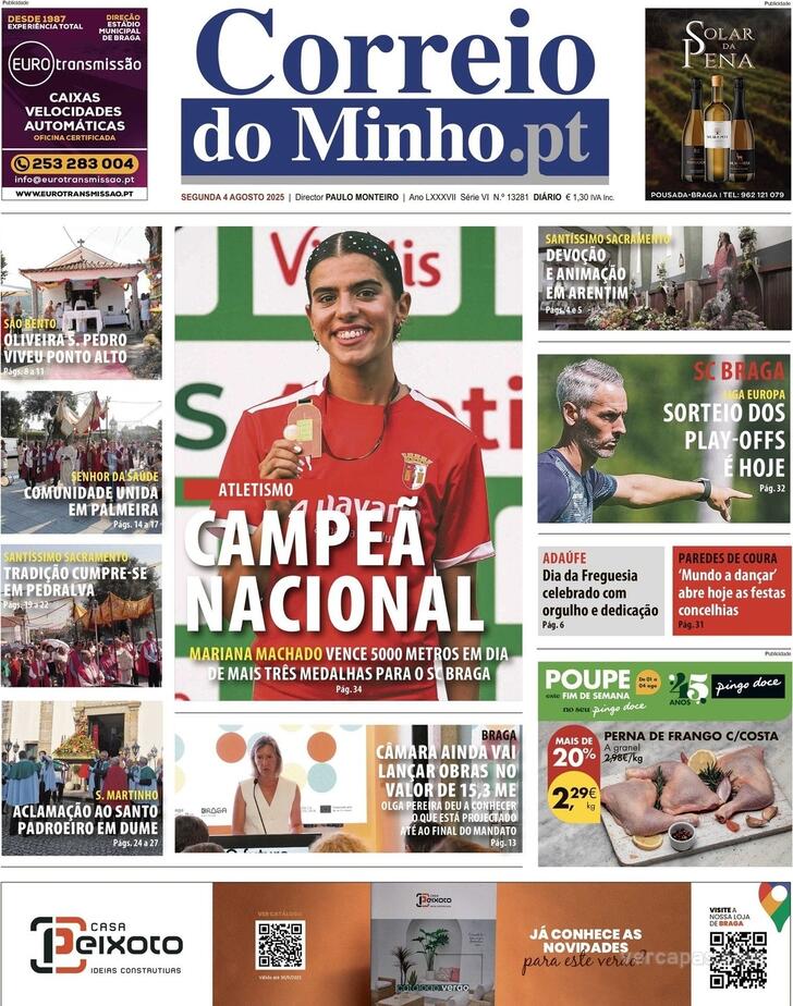 Capa Correio do Minho - 2025-08-04