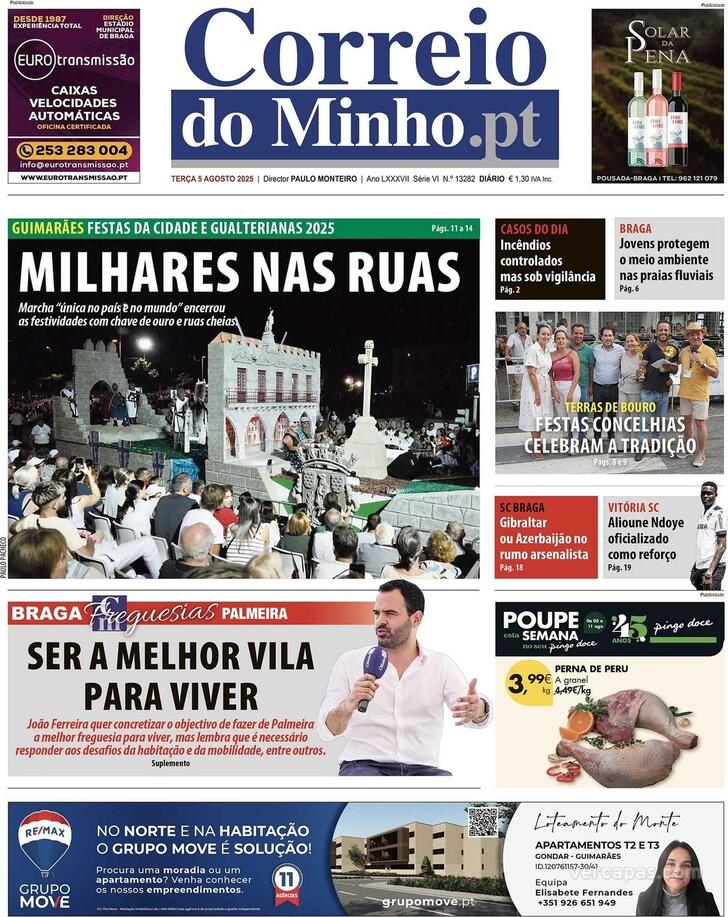 Capa Correio do Minho - 2025-08-05
