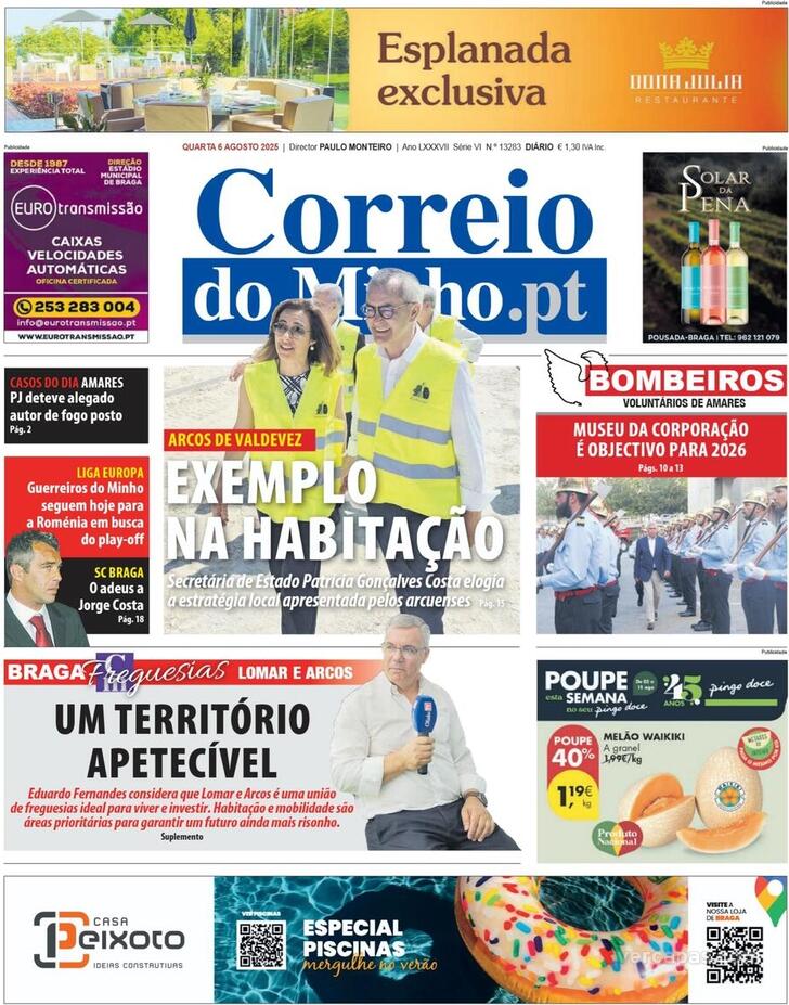 Capa Correio do Minho - 2025-08-06