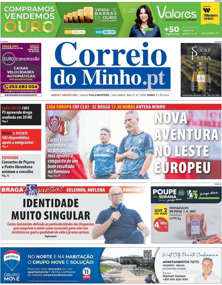 Capa Correio do Minho - 2025-08-07